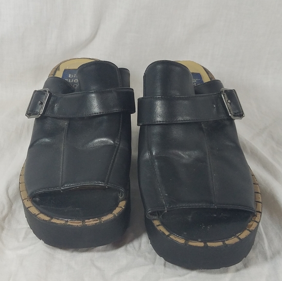 Blue Suede Shoes Black Open Toe Clog Sandles sz 7 - Picture 5 of 8